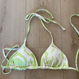Green and White Bikini Top